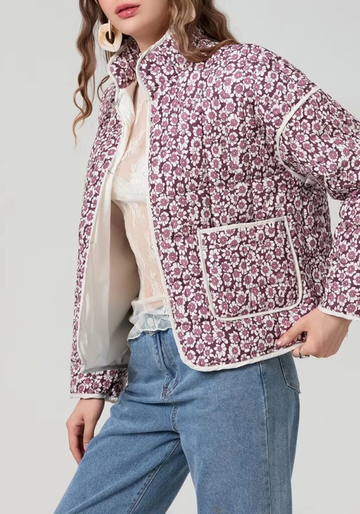 Veste légère kimono fleurie rose — Sakurako
